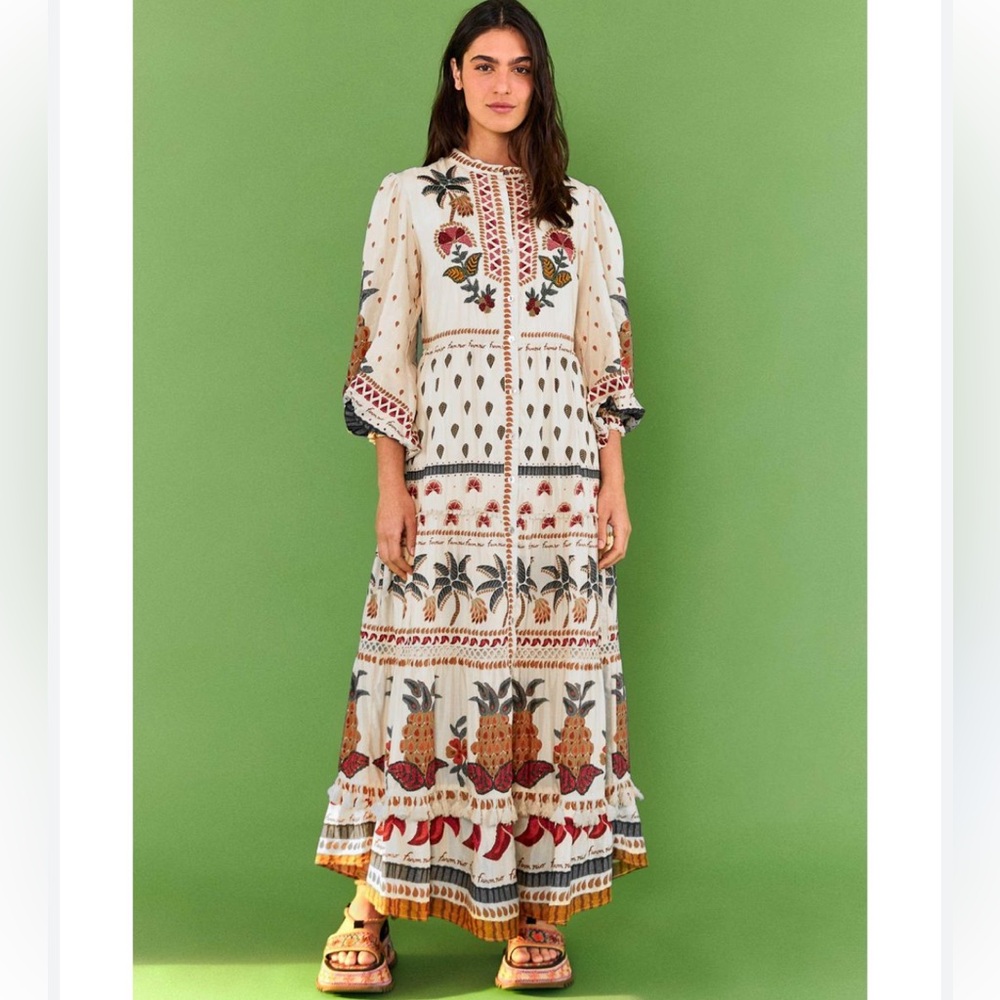 Farm Rio Off White Embroidered Maxi Dress - Picture 3 of 11